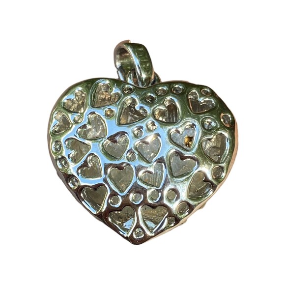 Vtg Juicy Couture Heart Pendant Silver Tone Pave Rhinestone Cut-Out Charm - Picture 4 of 7